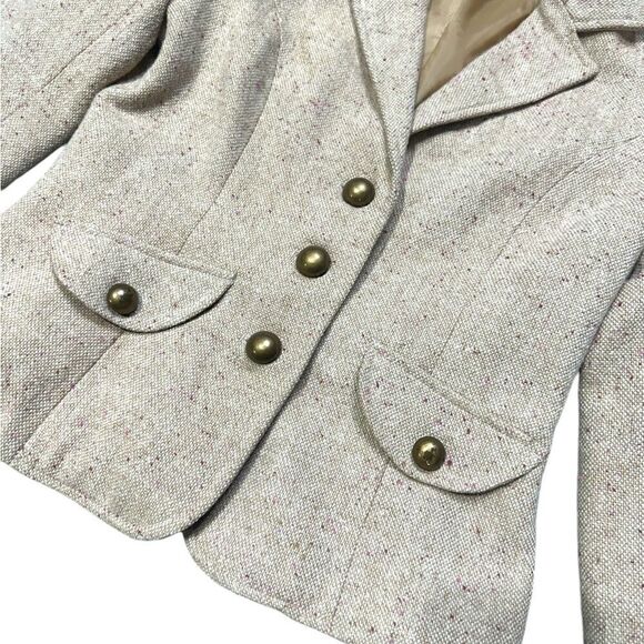Merona Y2K Tweed Speckled Brass Button Retro Blazer Size Small - Picture 3 of 8